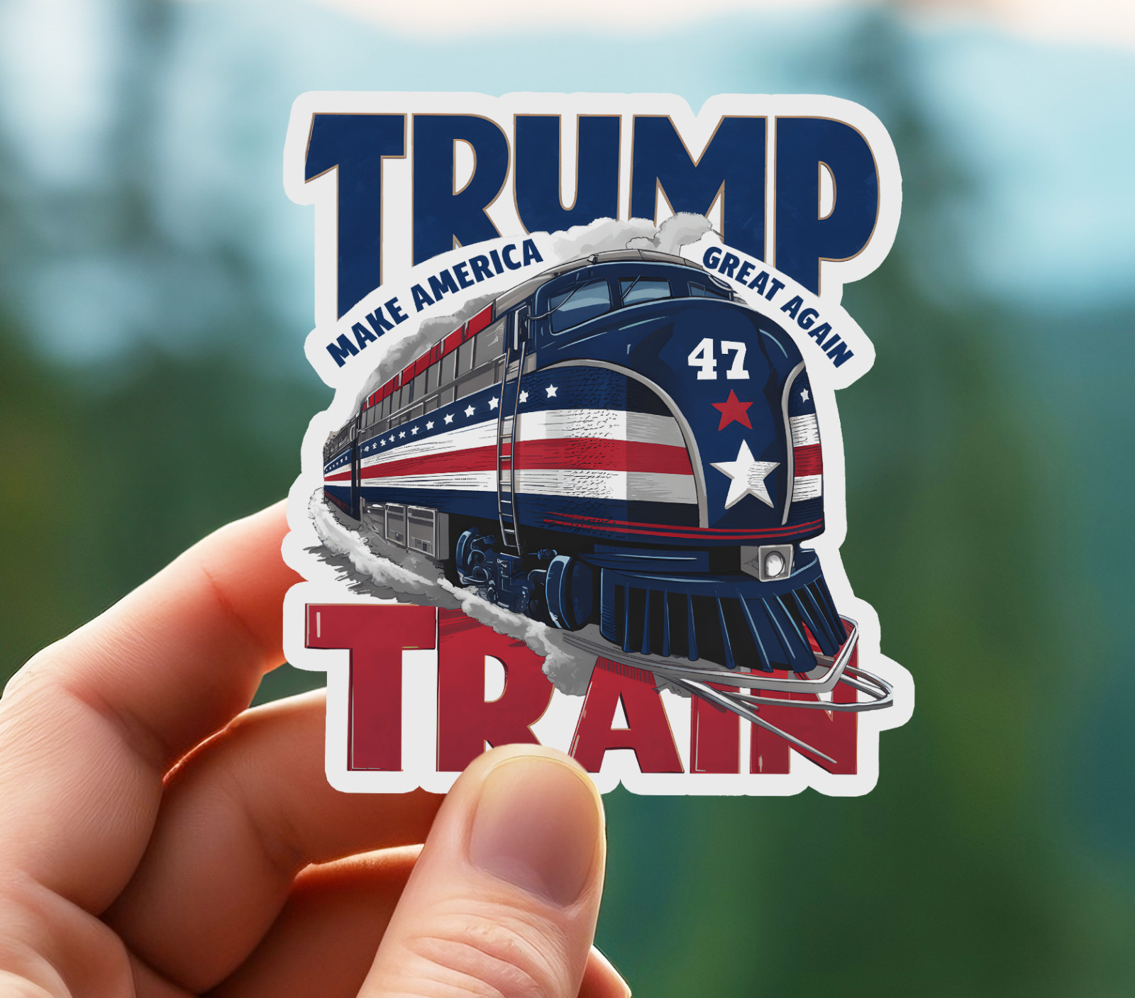 NEW- MAGA – TRUMP TRAIN 2024 ”Make US Great AGAIN” Vinyl Sticker 3×3.5 INCHES