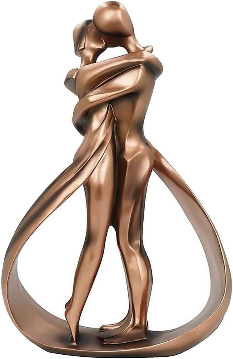 Resin Couple Statue, Modern Decor Romantic Lovers Embrace Statue Abstract Sculpt