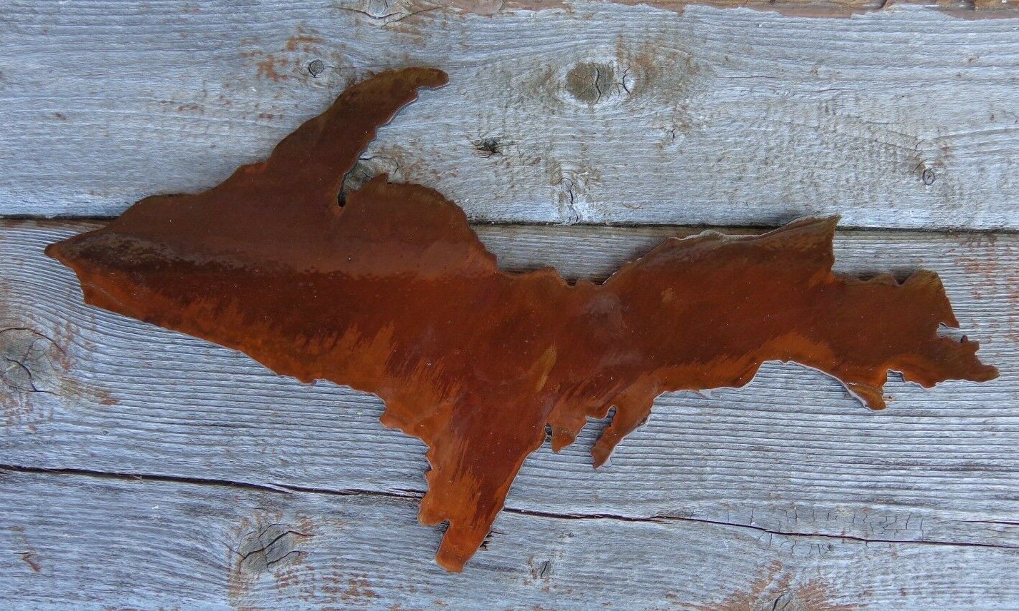 Upper Peninsula Michigan Outline Plasma Cut Wall Art 12″ W Different Colors