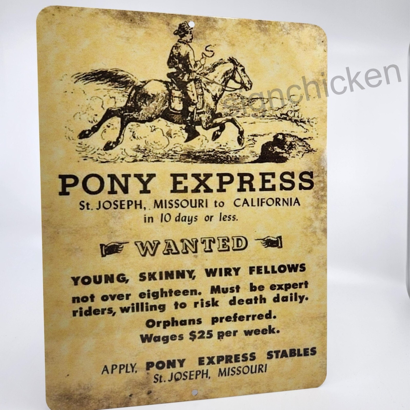 PONY EXPRESS – Vintage Retro Looking, Replica Sign, WESTERN, OLD WEST, HORSES