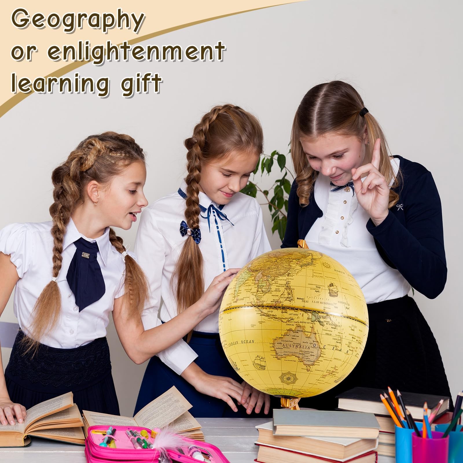 13” Illuminated World Globe for Adults 720°/360° Rotation Rewritable