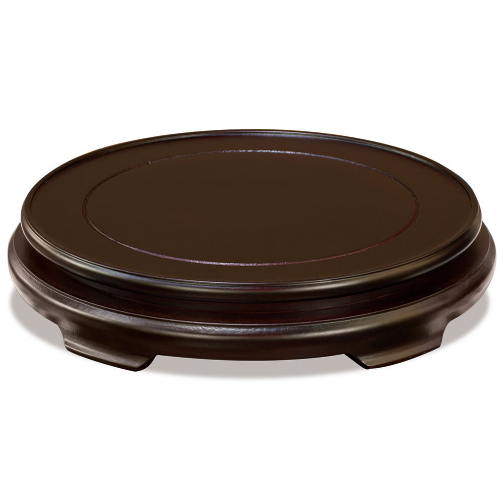 US Seller – 9 Inch Dark Brown Round Chinese Wooden Stand