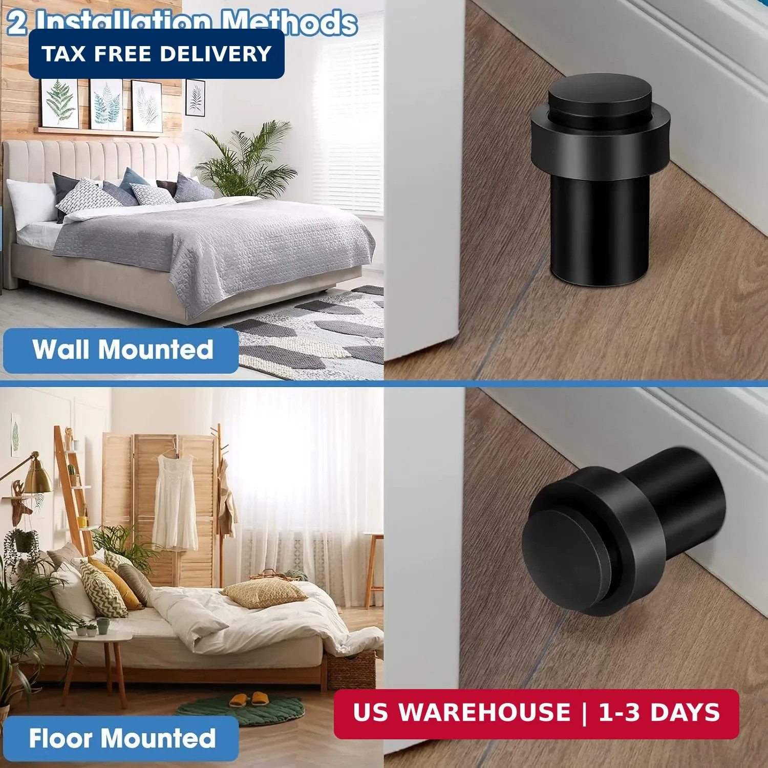 Chumia 10 Pcs Door Stopper Mounted Floor Stops Stainless Steel Cylindrical Stopp