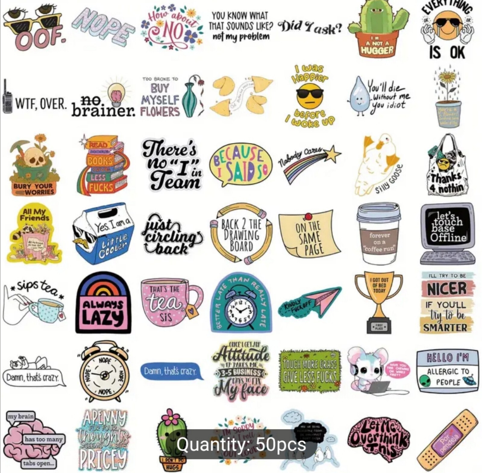 20 PCS Sarcastic Funny Sayings Quotes Stickers BRAND NEW