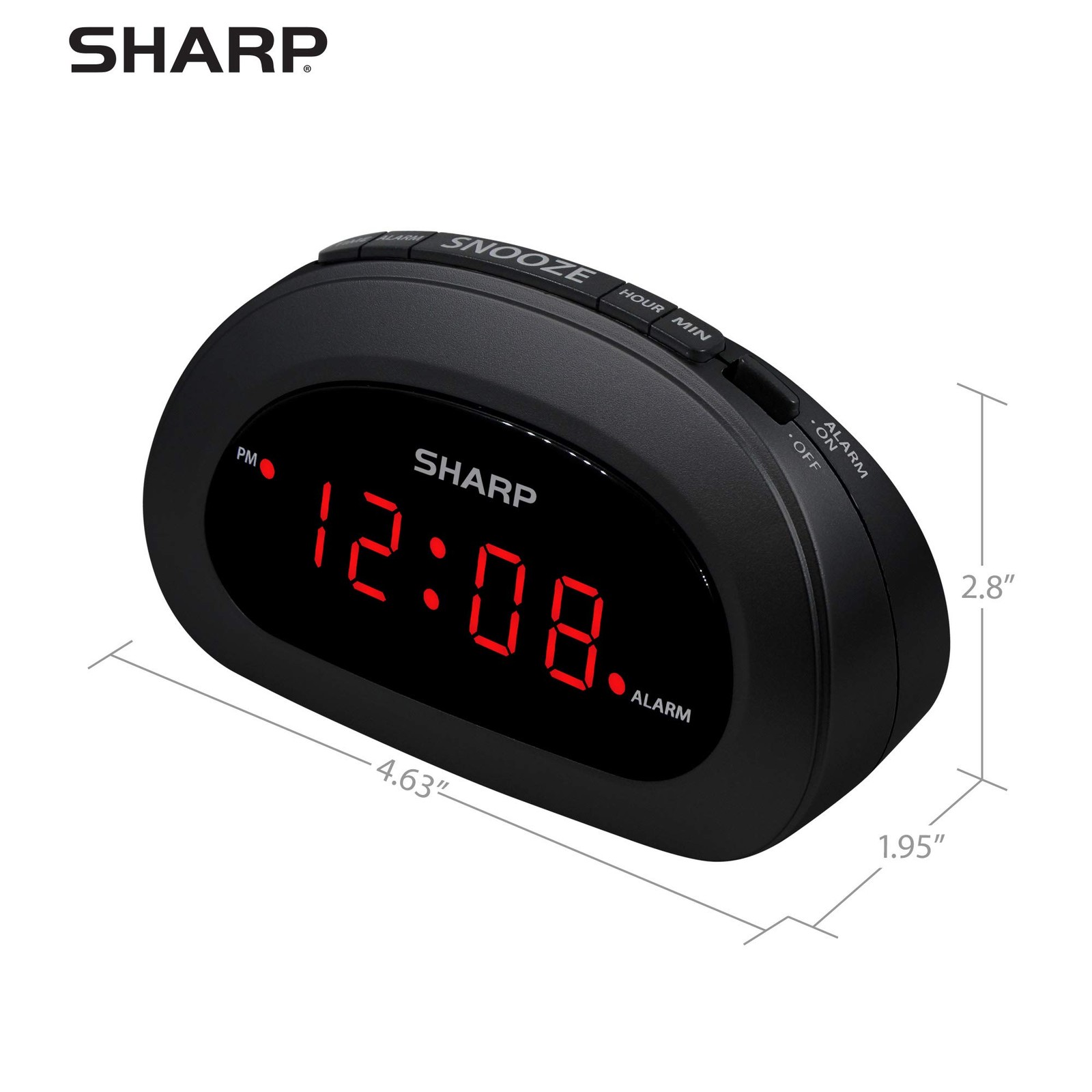 Small, SpaceSaving Digital Alarm Clock – Compact Bedside Clock with Large Red…