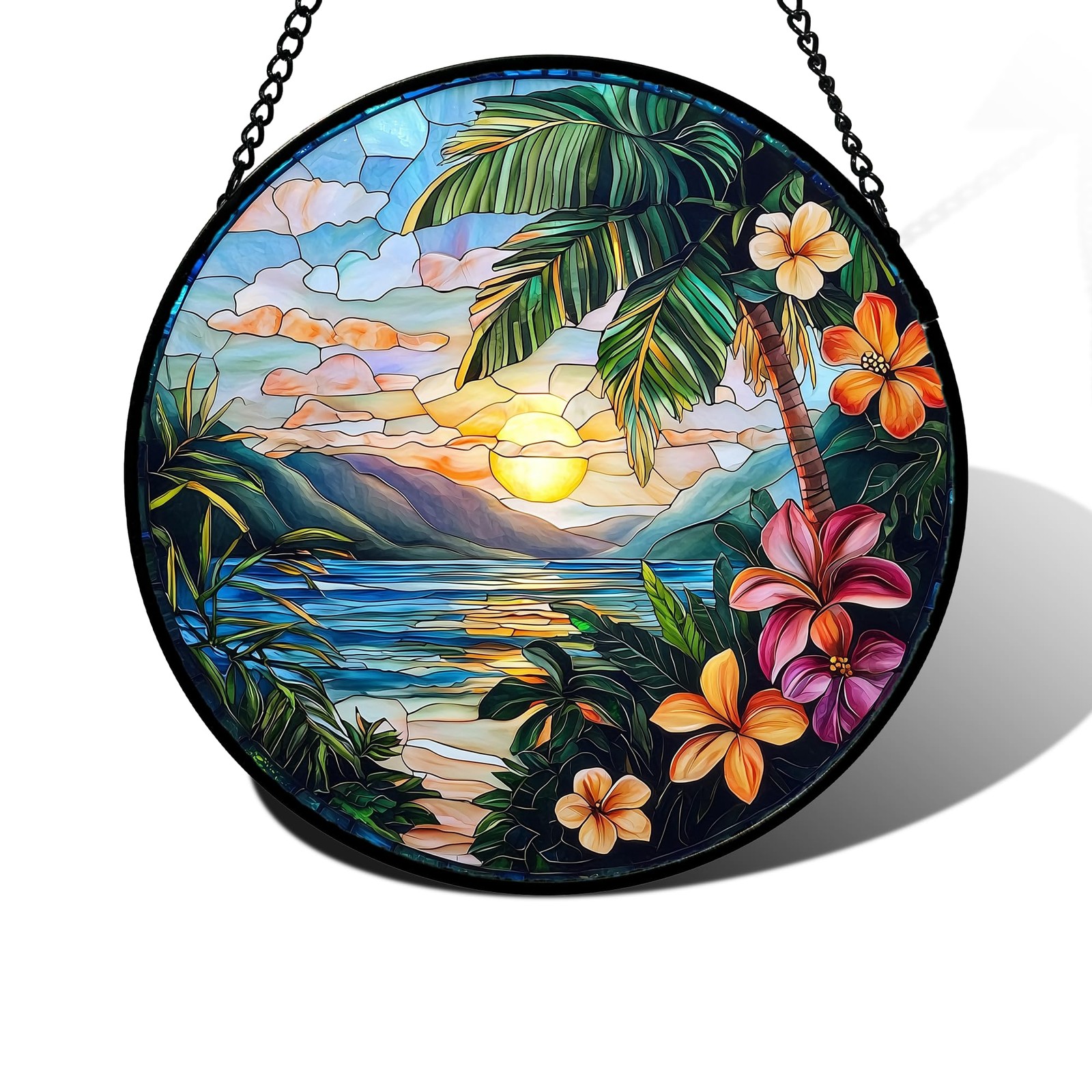 Colorful Stained Glass Suncatcher for Home Decor, Gifts for All Occasions 9.8 in