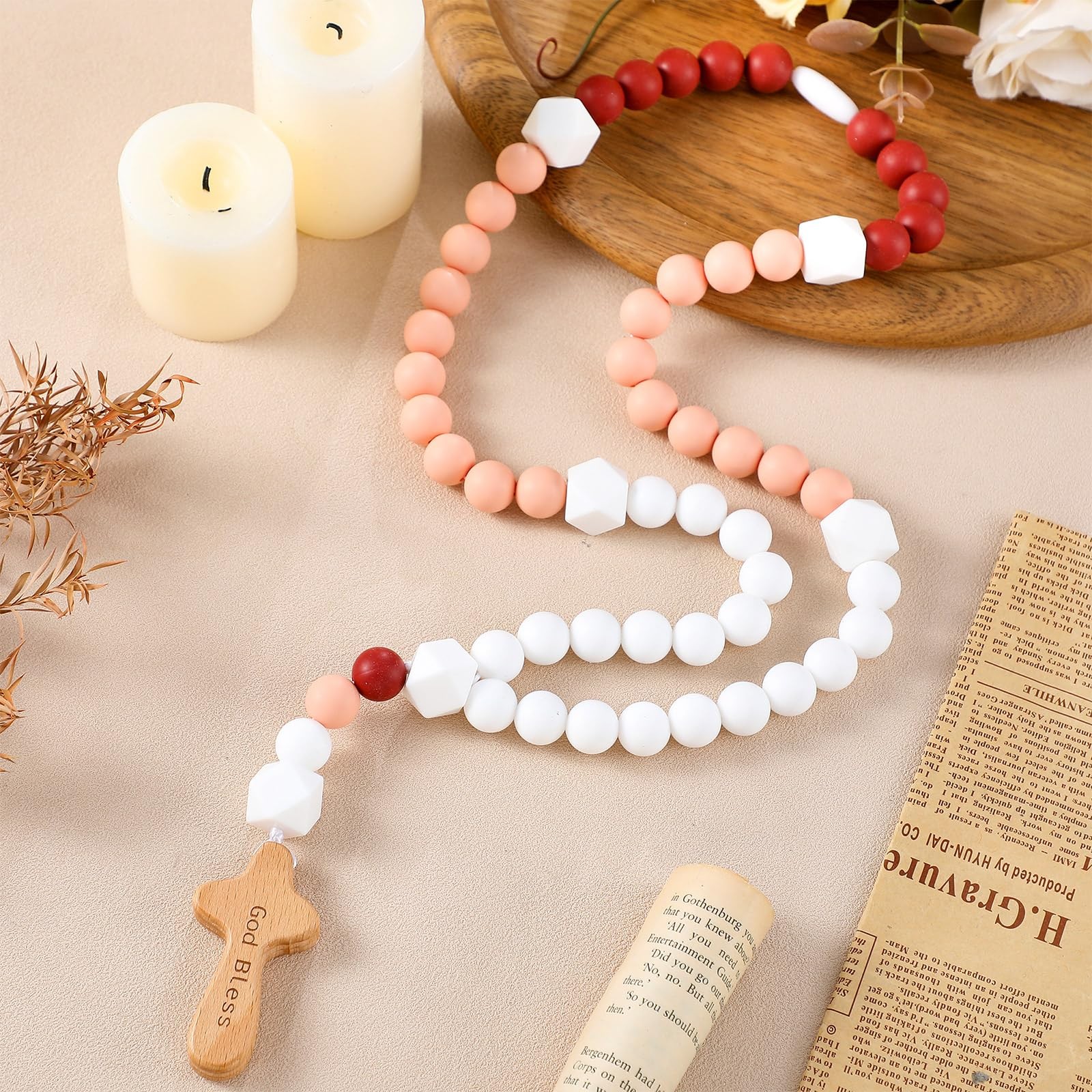 Baby Rosary Baptism Gift Silicone God Bless Kids First Rosary with Cross 1st …