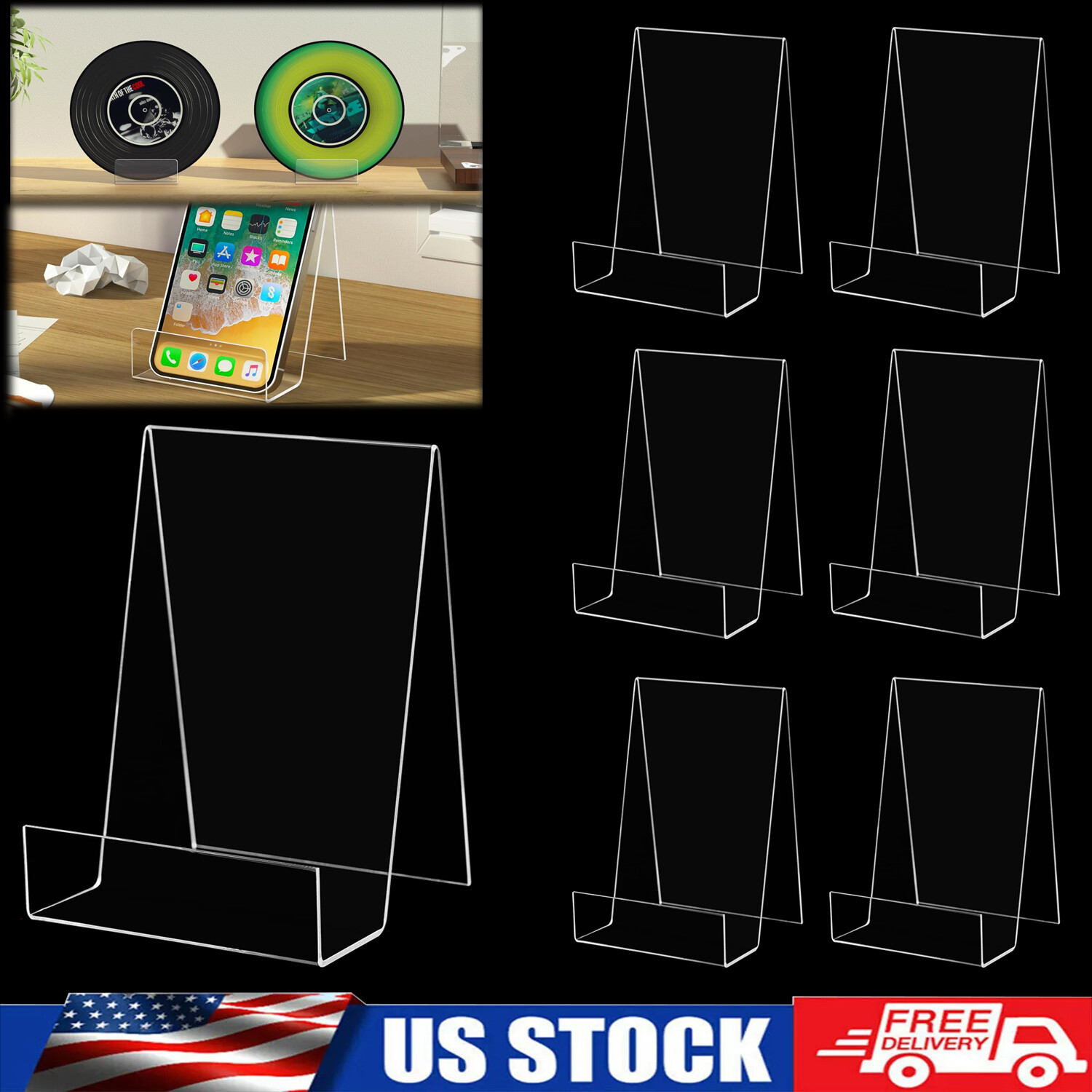 6 Pack Acrylic Book Stand Clear Easel Stand for Display Book Display Holder USA
