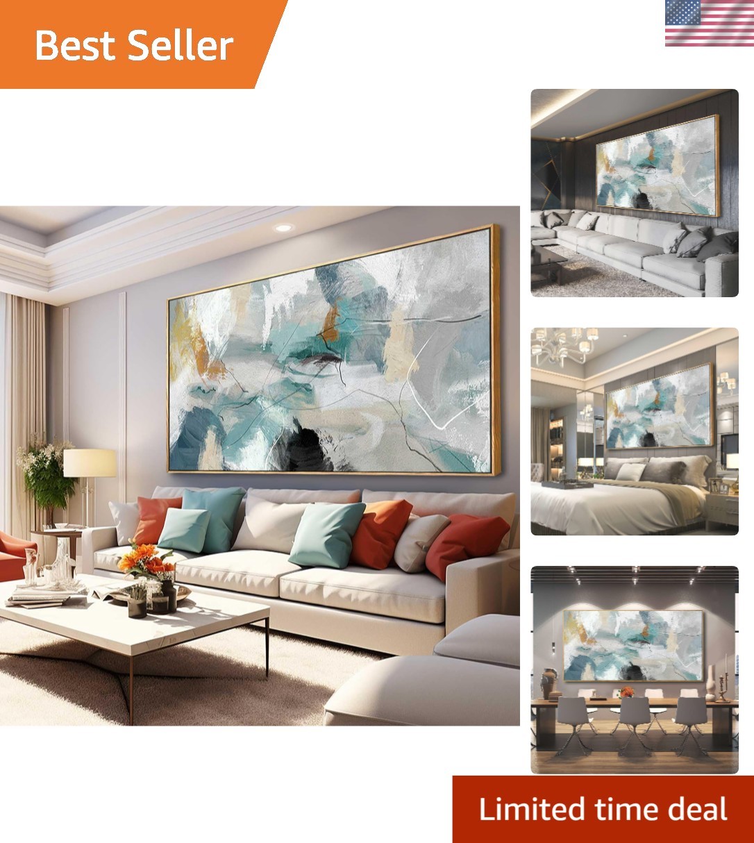 Luxurious 30×60 Green Abstract Canvas Art for Modern Living Spaces