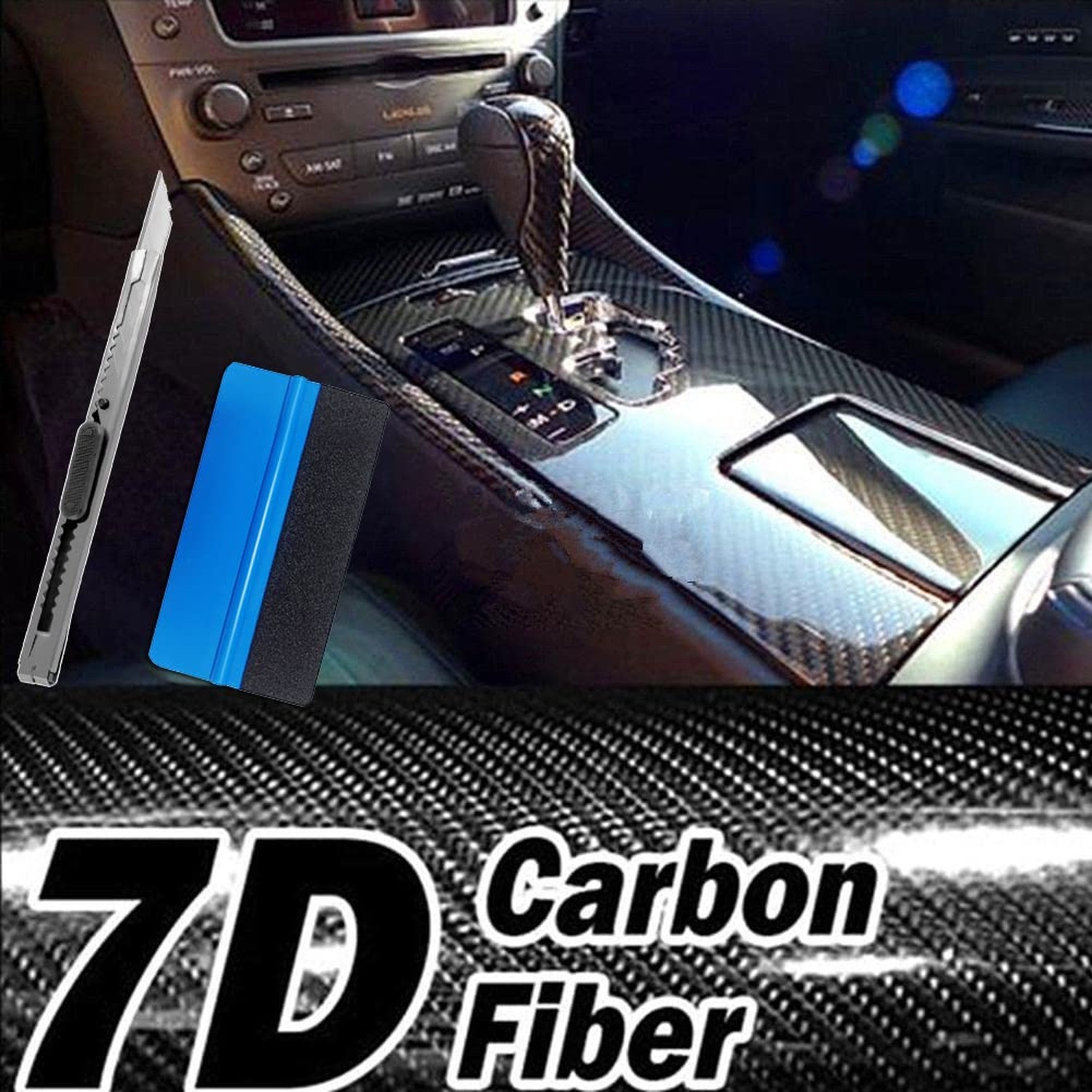 LZLRUN 7D Carbon Fiber High Gloss Vinyl Wrap Sticker with Air Realease Bubble…