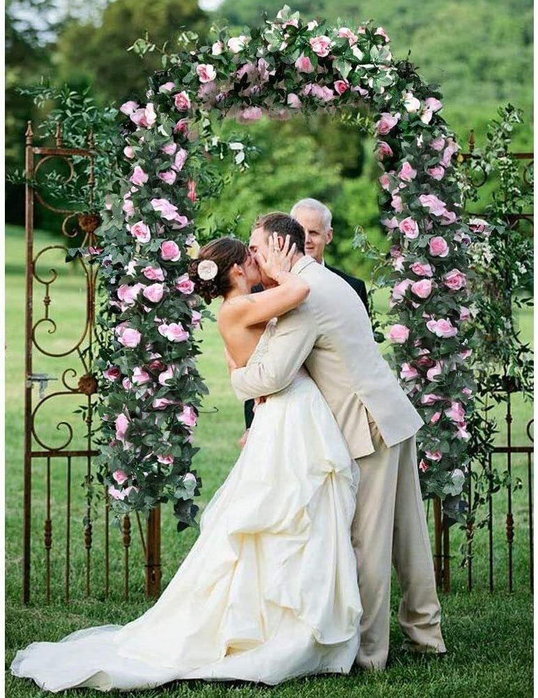7.5 Ft Garland Wall Artificial Hanging Rose Flower Vine Deep Pink Wedding Decor