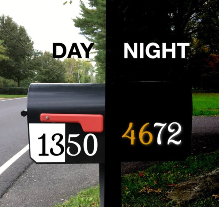 Reflective Magnetic Mailbox Numbers, 3.25 inches, Black/White