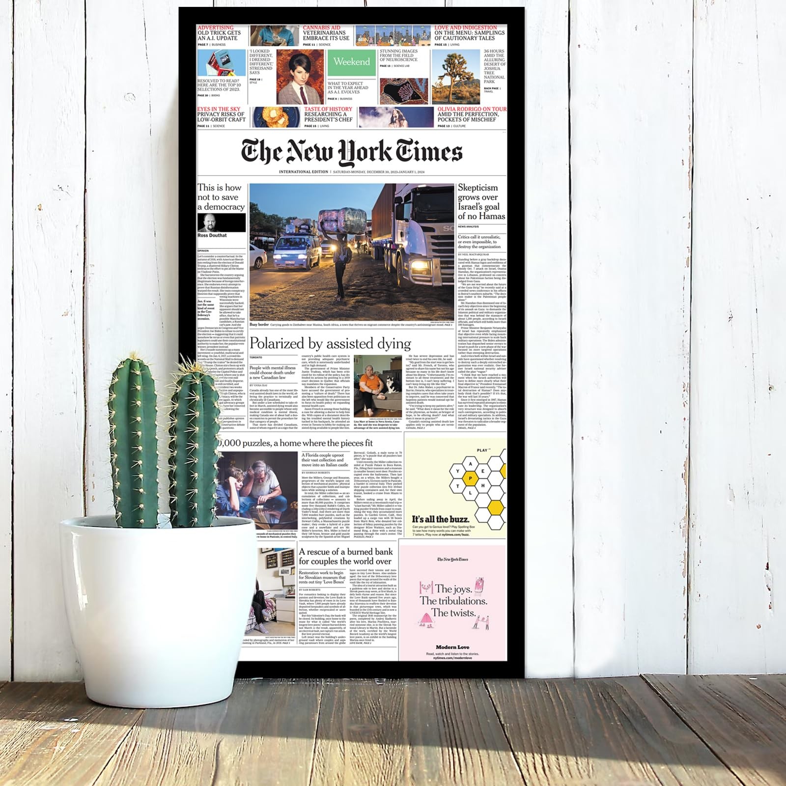 11×22 Newspaper Frame Display 11 x 22 Inch Newspaper Front Page for Wall Li