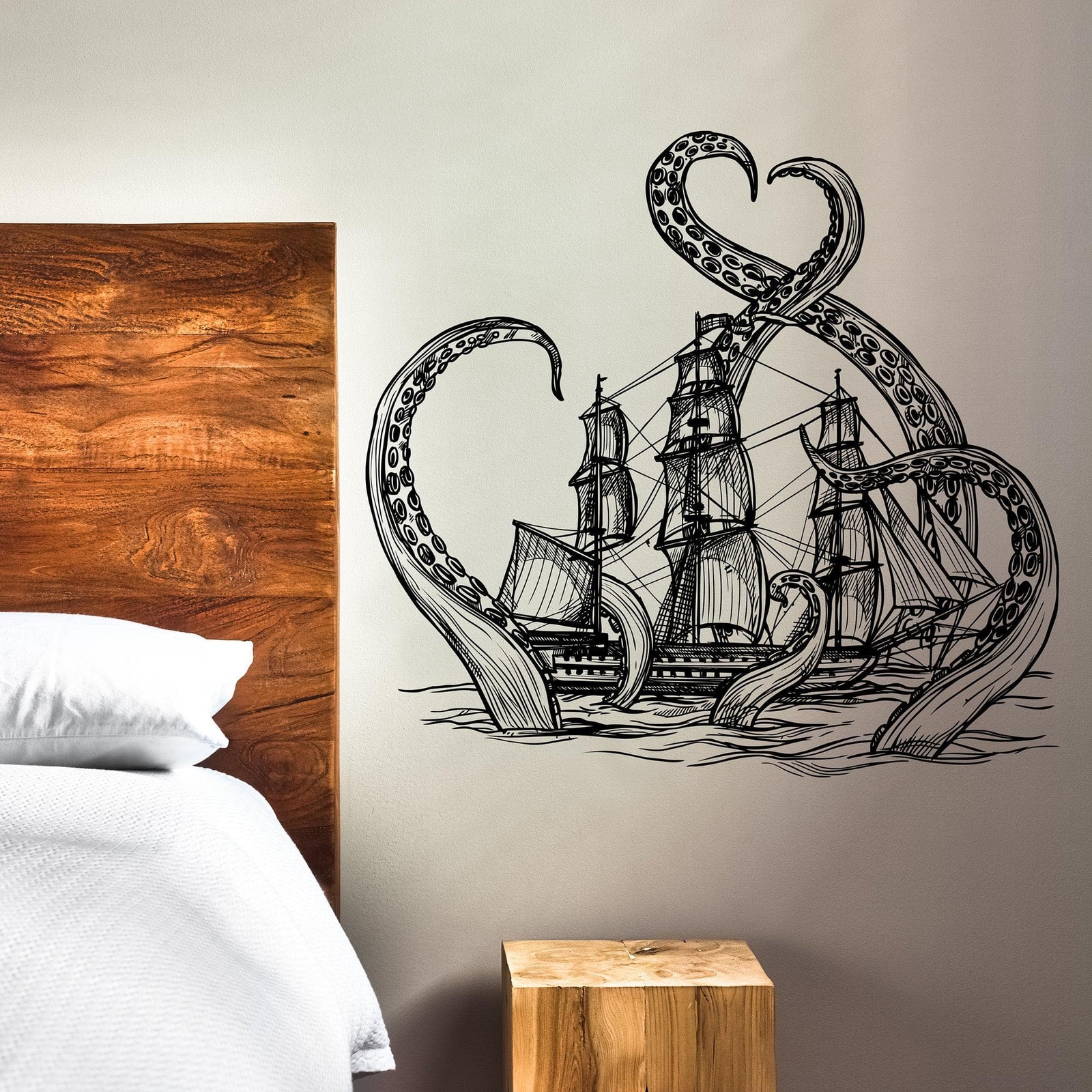 Beach Nautical Theme Fantasy Kid’s Room Decor. Kraken Octopus Wall Decal Sticker