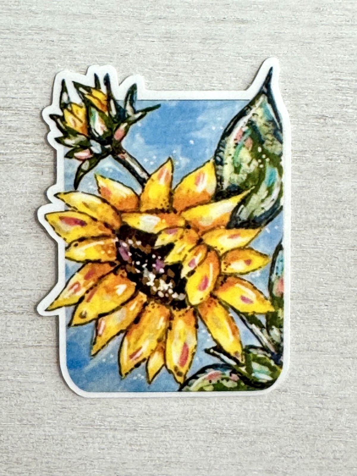 Sunflower Sticker, ACEO Bright Color Flower Cute Sticker, Decal, Waterproof