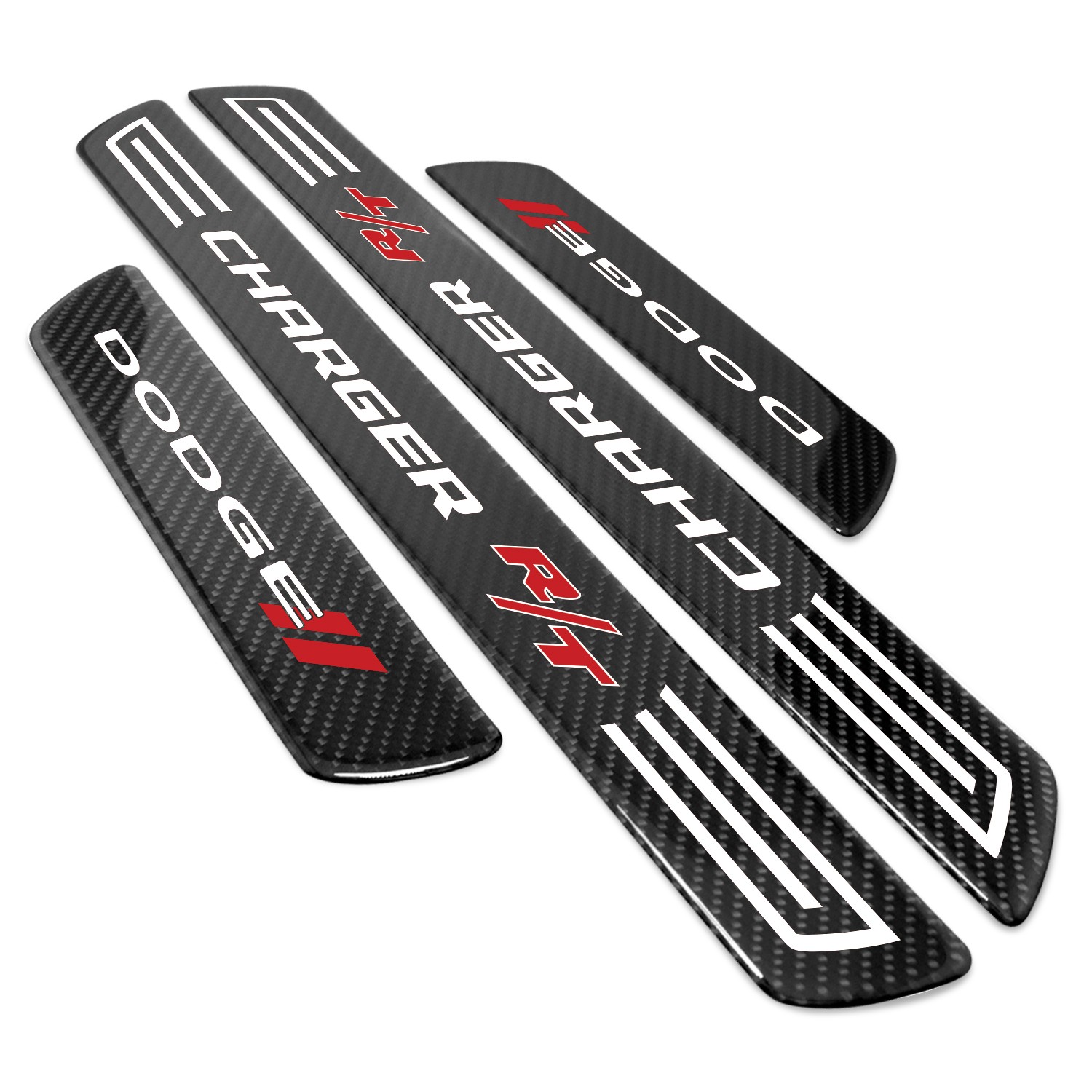 Dodge Charger R/T X-Large Black Carbon Fiber 4 Pcs Universal Door Sill Plates