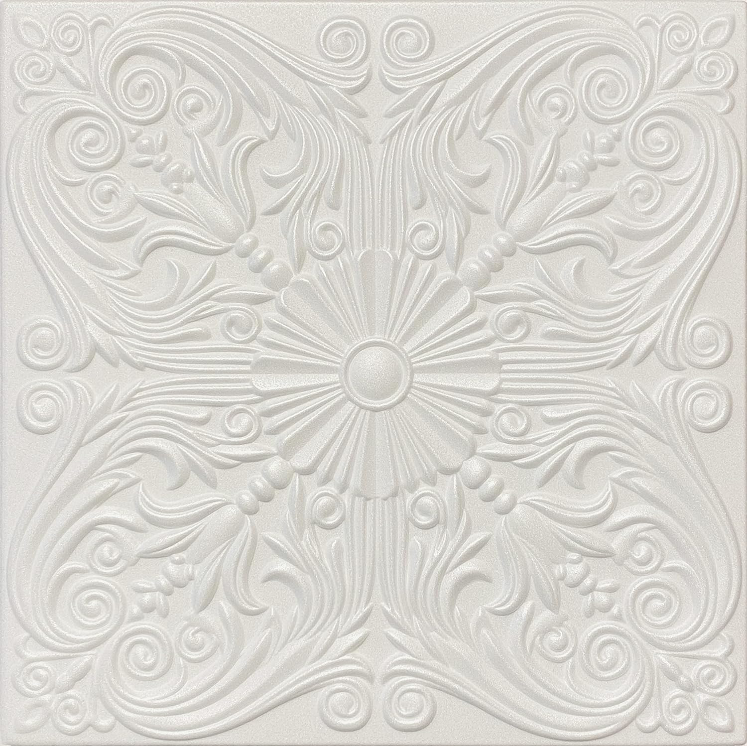20×20 Styrofoam Ceiling Tiles R39W Victorian White Easy Glue Up Installation