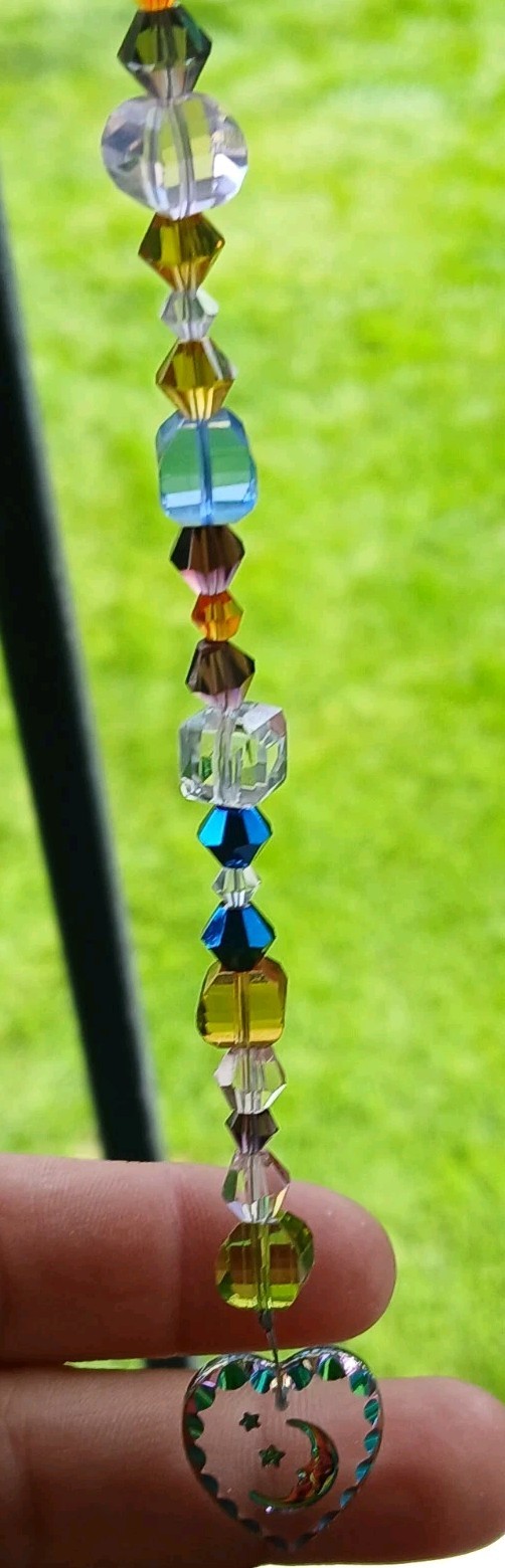 🔥Swarovski Crystal Small HEART Suncatcher For Rear View Mirror 6″ length