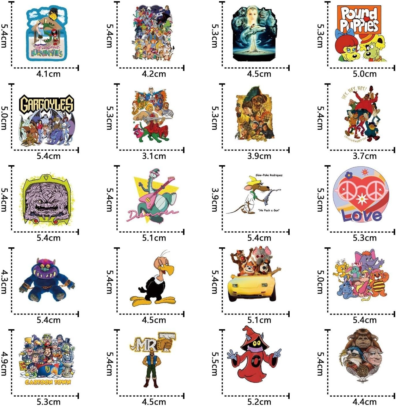 80s Cartoon Stickers Pack – 63 Vinyl Decals for Kids and Teens’ Decor
