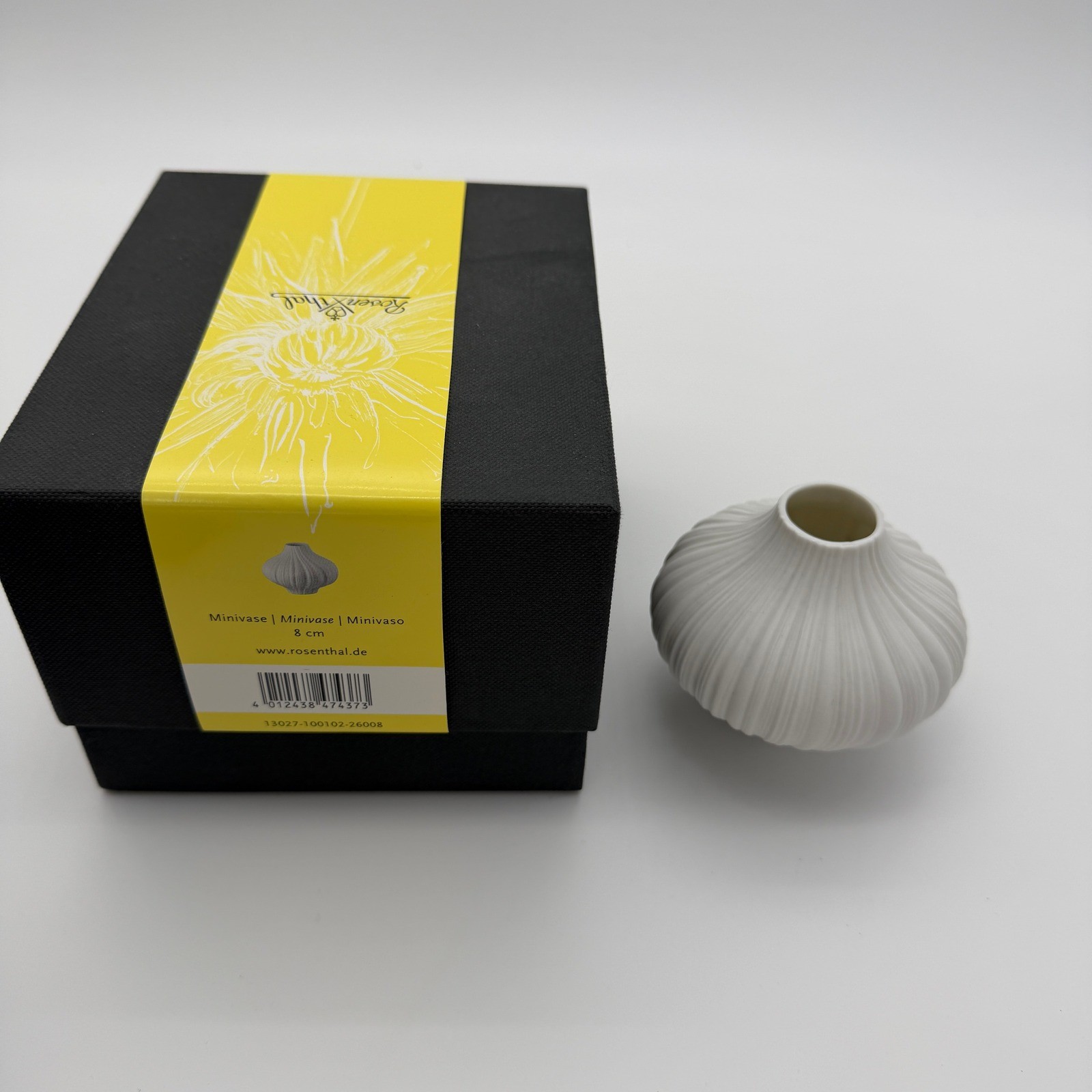 Rosenthal Plissee Mini Vase 8cm Matte White Porcelain 13027-100102-26008 NIB