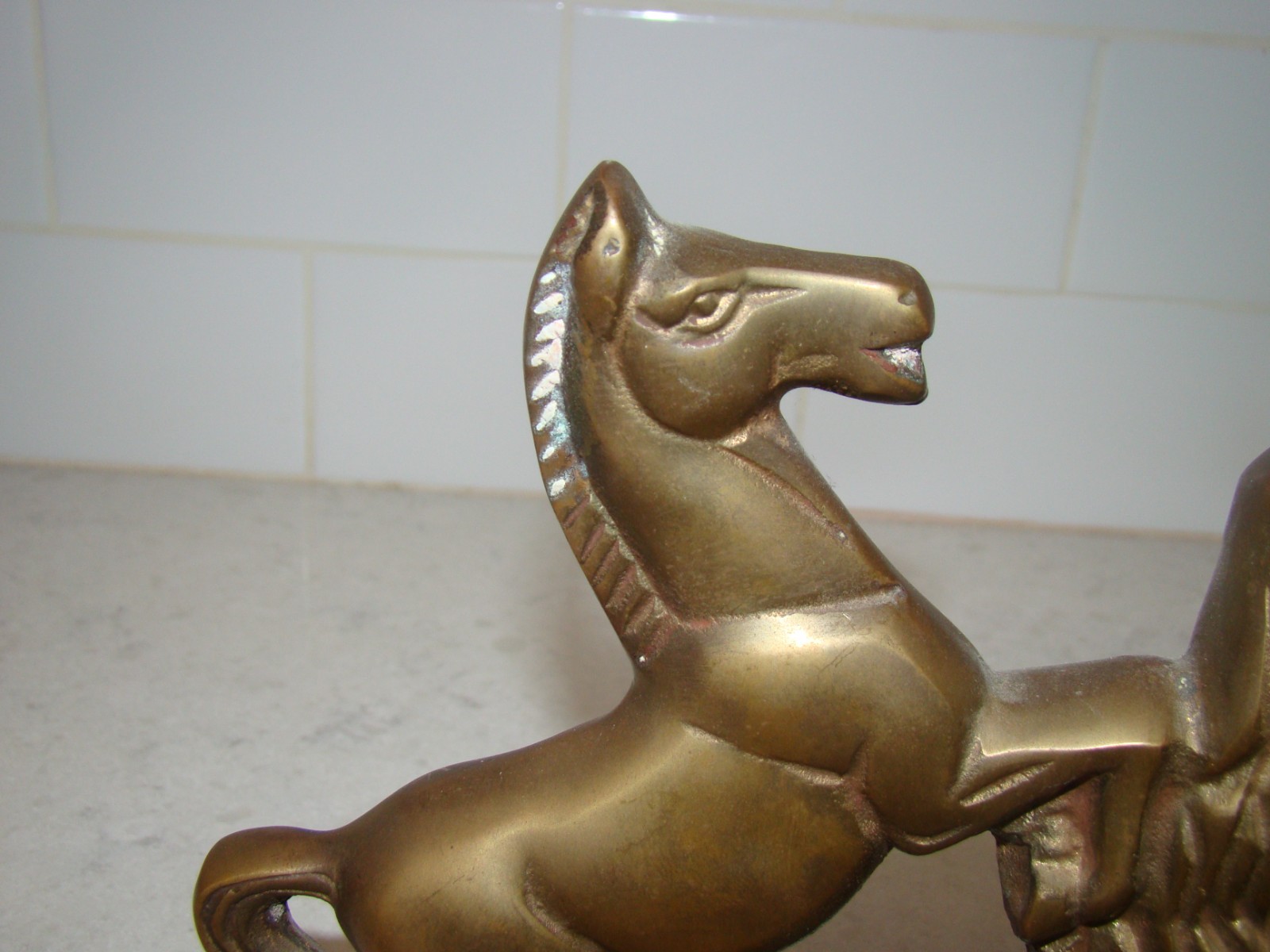 Vintage Solid Brass Rearing Horse Bookends 6.5″ Tall 2 lb 2 oz each