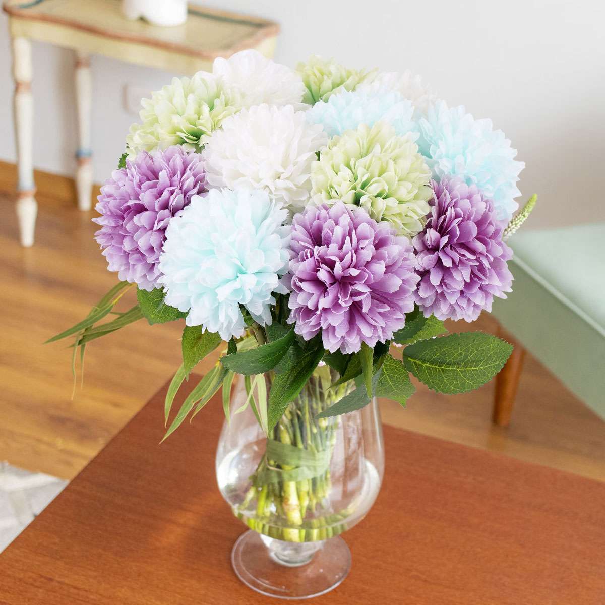 1/4pcs Artificial Chrysanthemums Ball Fake Flowers Plant Home Garden Decor