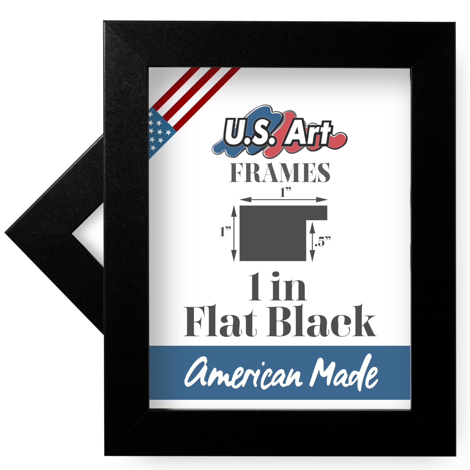 US Art Frames 1″ Flat Black MDF Wall Decor Picture Poster Frame, CS2