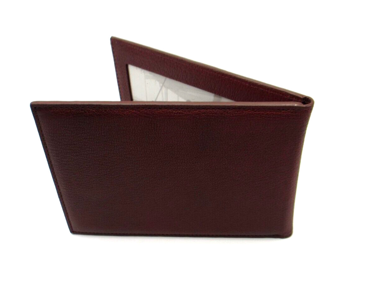 Photo Frame Leather Bifold holds TWO 4×6″ Photos Horizontal $125 Dark Red