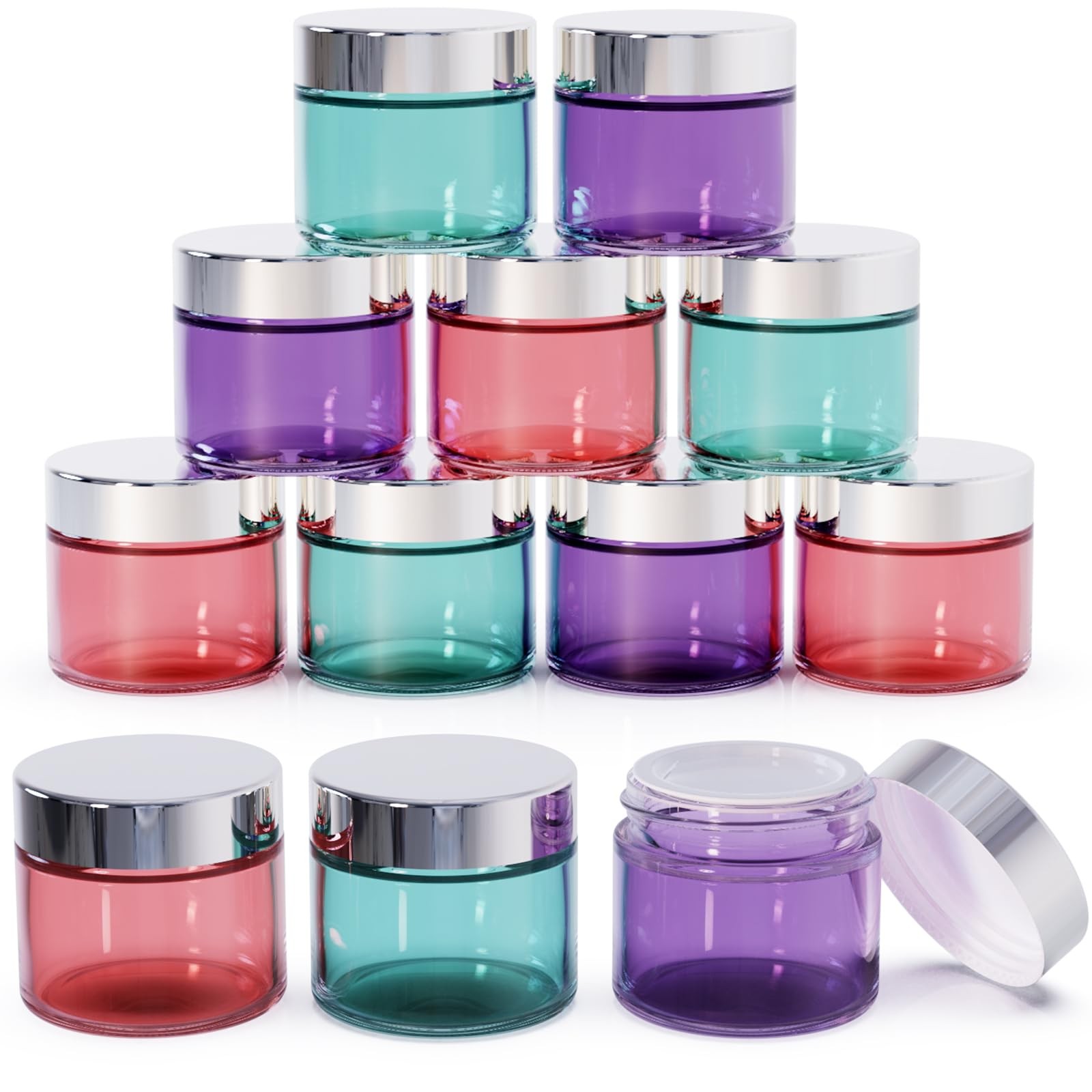 Seafulee 12Pack 2Oz Small Glass Jars Lids 2 Oz Travel Jars Inner Liners2 Ounce