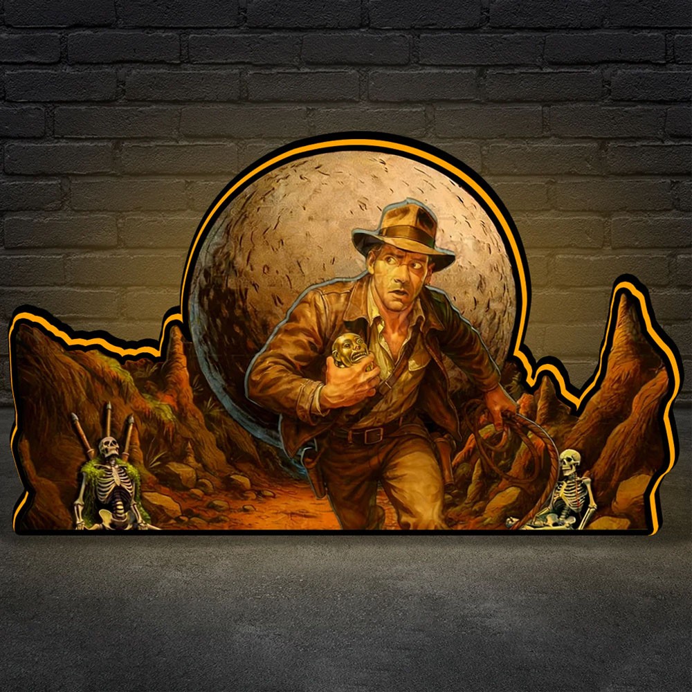 Indiana Jones 3D Printed Lightbox Led Pinball Topper IJ Toppers Arcade Decor