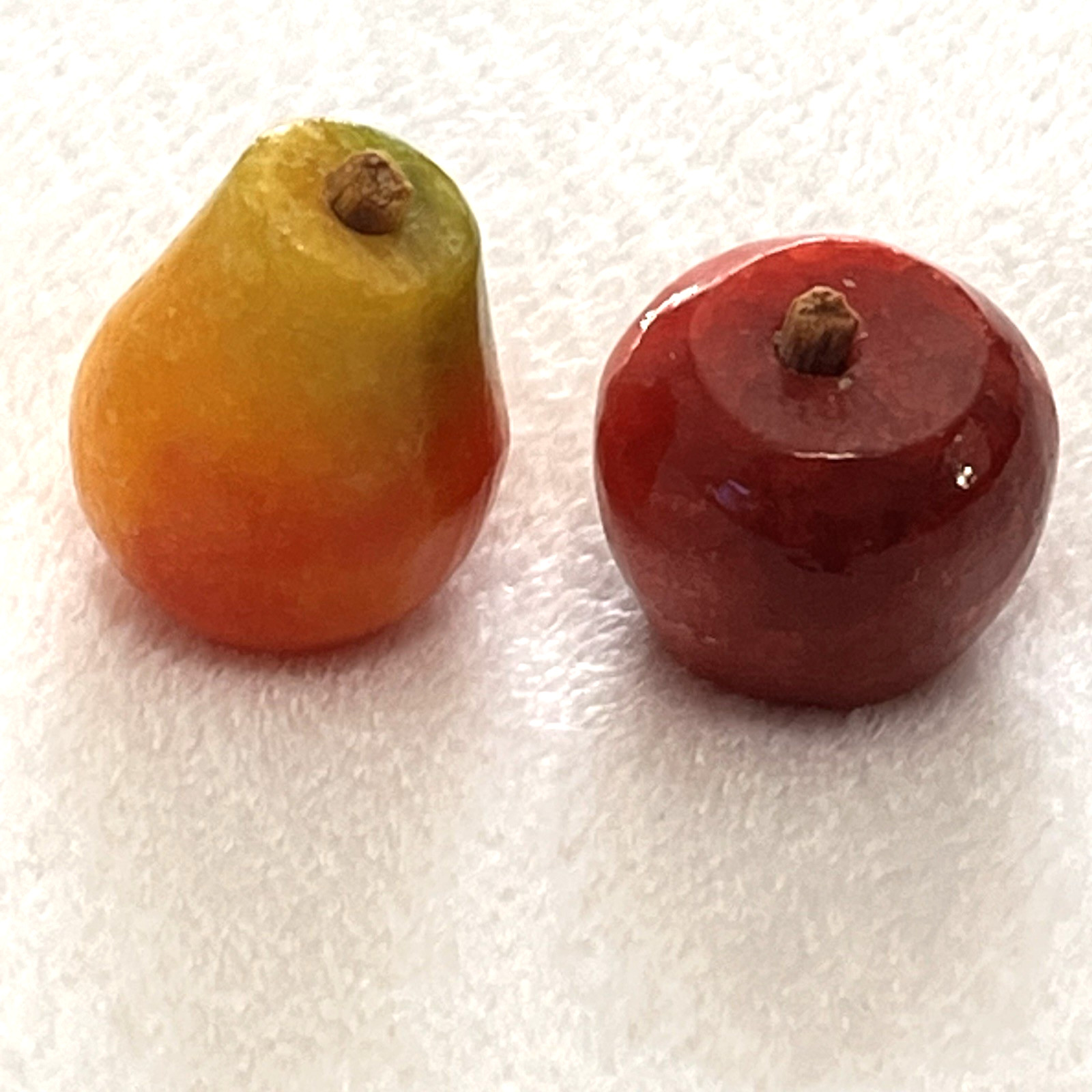 Vintage Marble Stone Fruit Figurines Watermelon Pearl Apple Mangos Lot of 6
