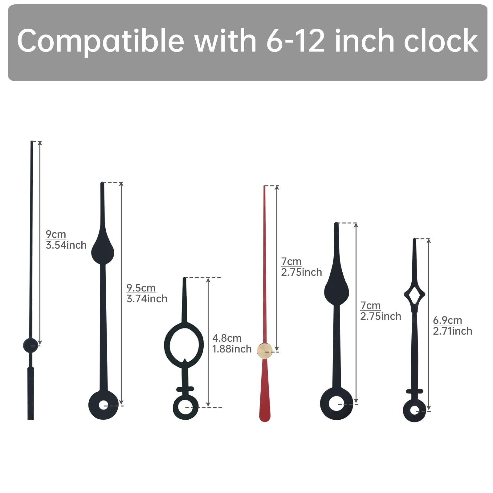 MovFlax 31 mm (1-1/4 inch) Long Shaft Quartz Silent Clock Black Hands