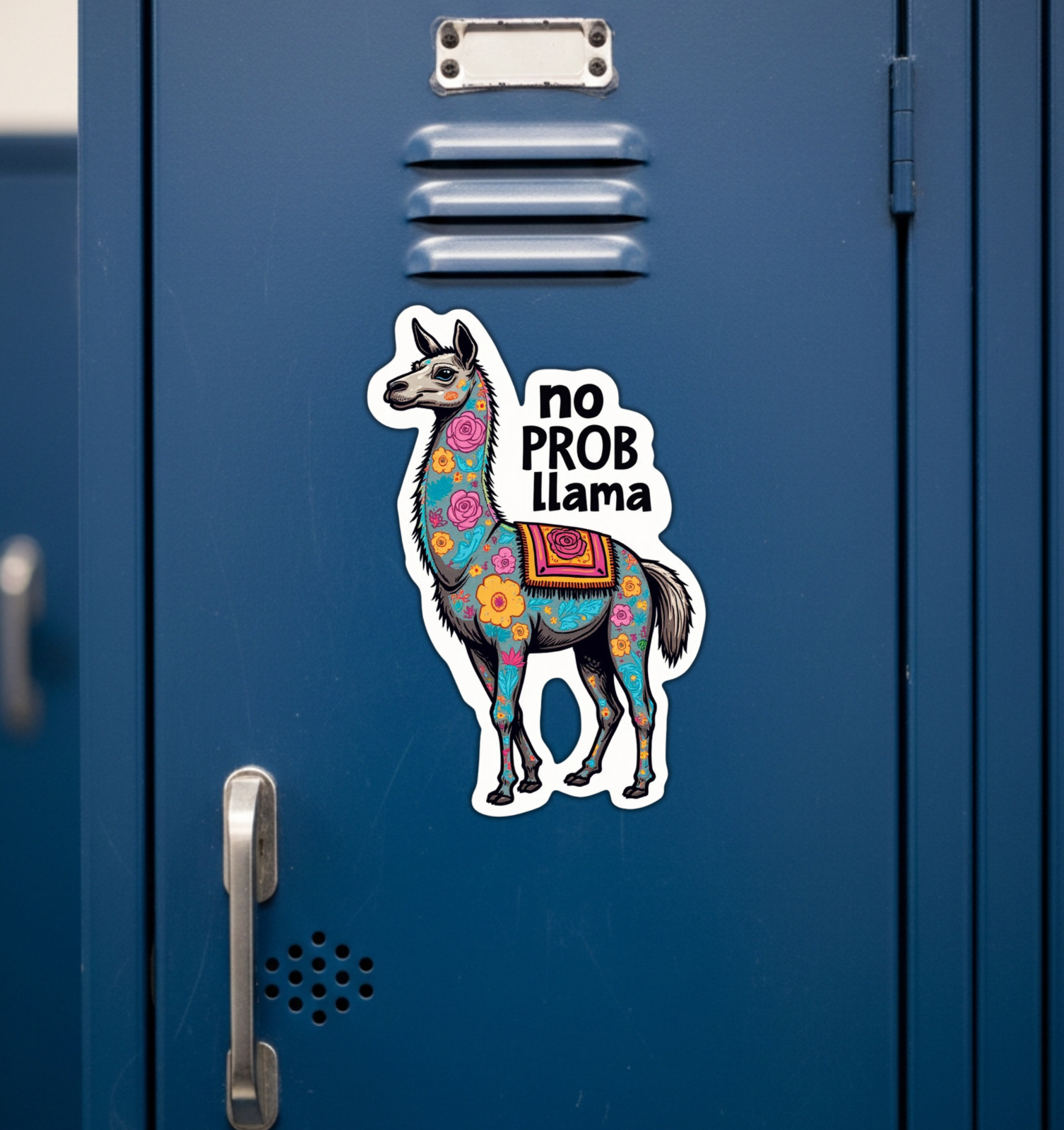 No Prob Llama Funny Fridge Magnet or Laptop Sticker