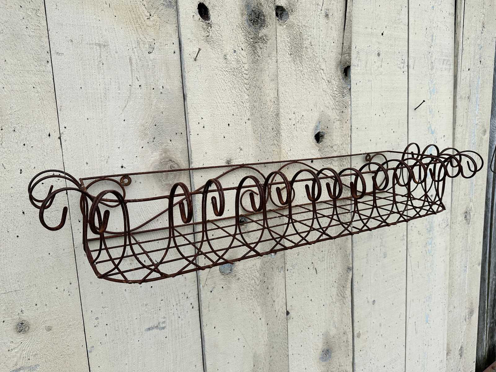 45″ Window Box Wall Mount Planter – Outdoor Patio Metal Basket Wrought Iron