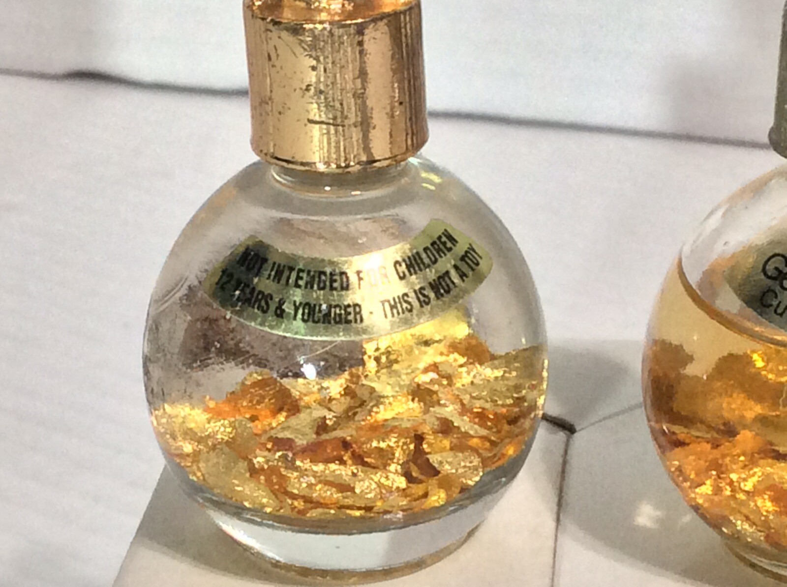 2 Genuine 1 Oz. Miner’s Assay Bottle Gold Flakes Pirate’s Booty Skull & Buffalo