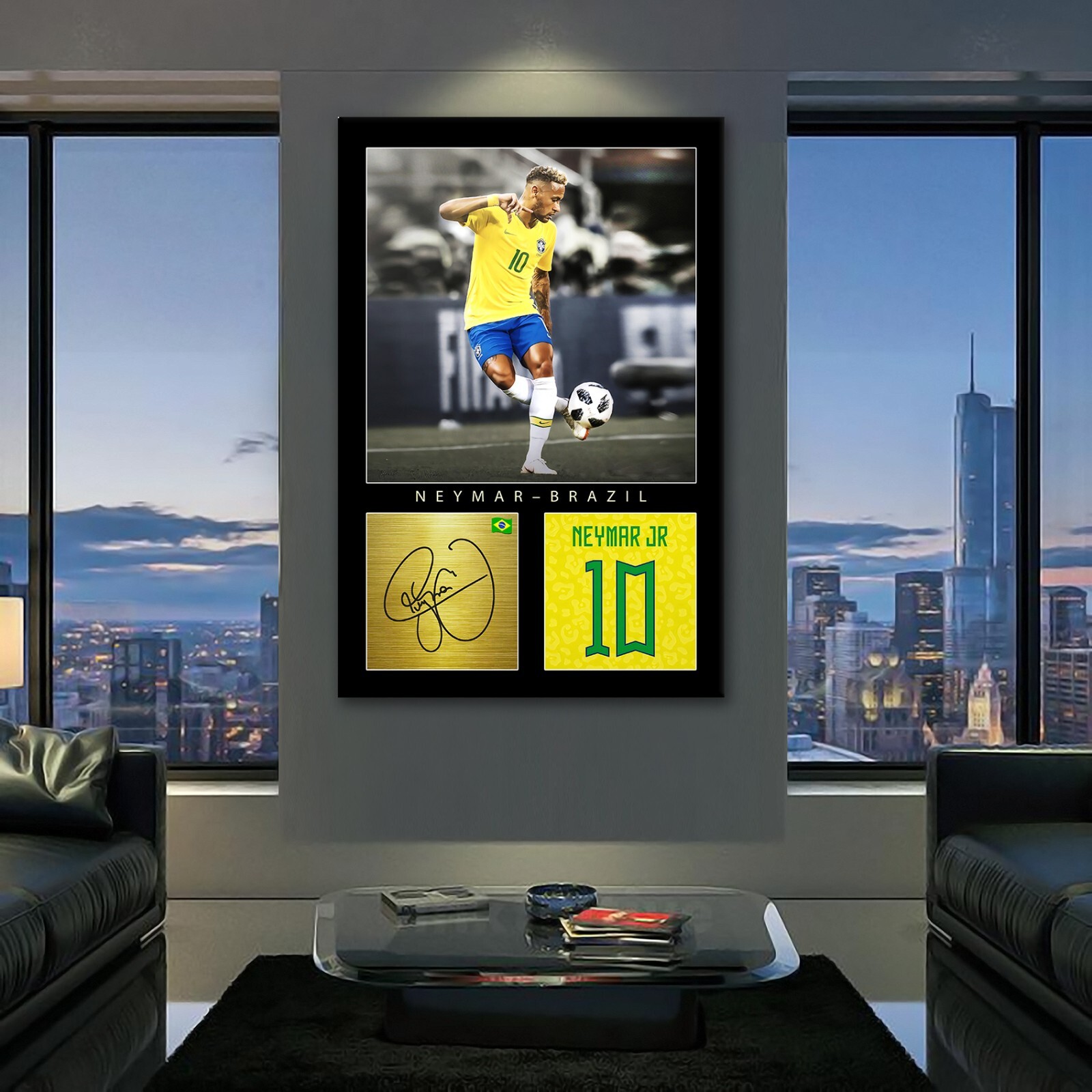 Neymar Jr. Football Canvas Legends Motivational Wall Art Framed Canvas Decor