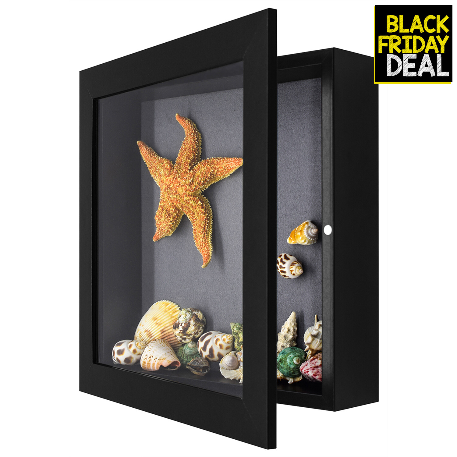 11×11 Shadow Box Frame Display Case 2 inch Depth Fits Artwork Photos Gifts Black