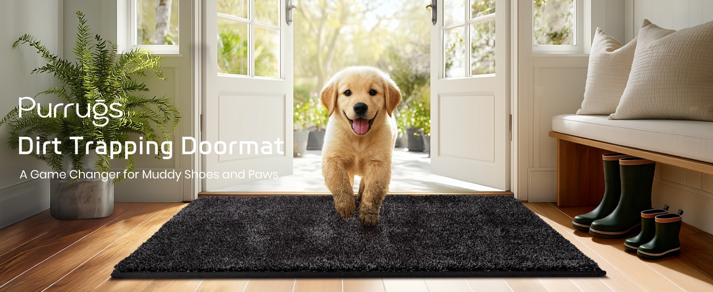 Easy Care Area Rug 4ft x 6ft, Non-Slip Machine Washable Entryway Rug, Dog Door