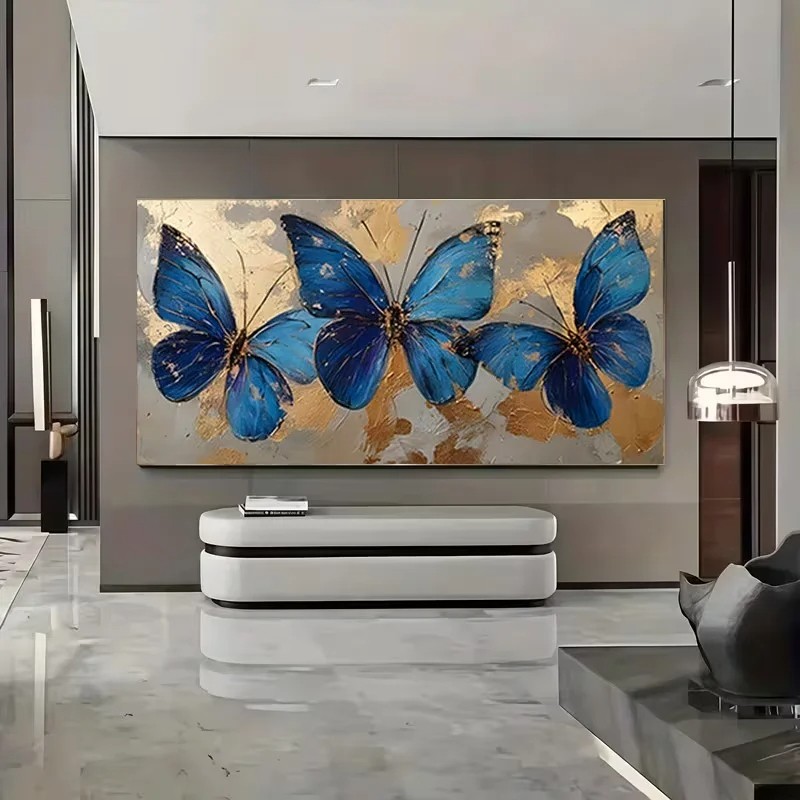 Blue Butterflies Canvas Painting Canvas Poster Wall Art Mural Home Decor Picture
