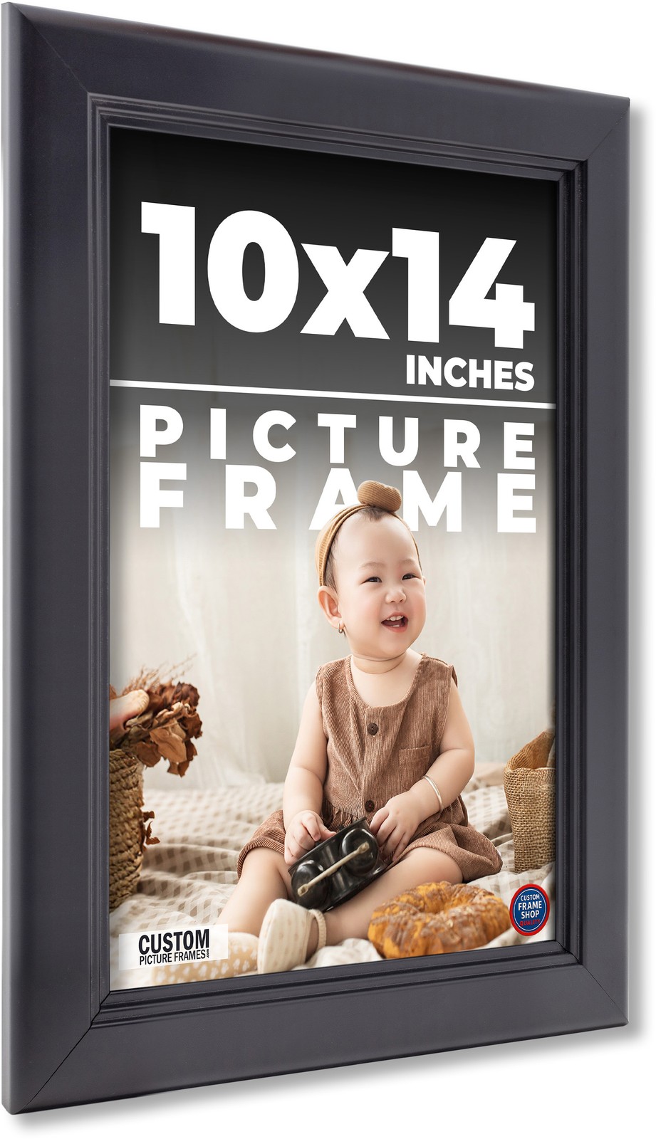 10×14 Contemporary Black Wood Frame UV Acrylic and Acid Free Foam Board