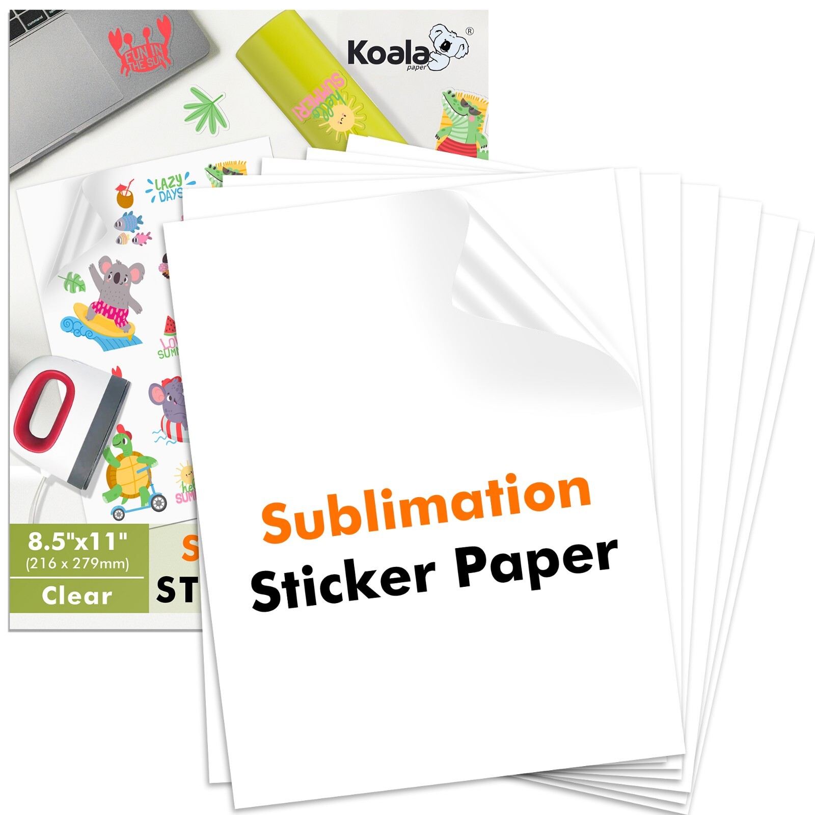 25-75 Sheets Koala Sublimation Vinyl Sticker Paper Clear Waterproof 8.5×11 Matte