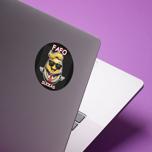 FAFO SUCKAS Trump Egg Political Humor Food Meme Vinyl Decal Round Sticker Roll