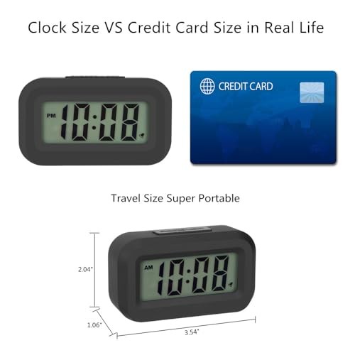 FAMICOZY Small Digital Travel Alarm Clock,Simple Operation,Easy to