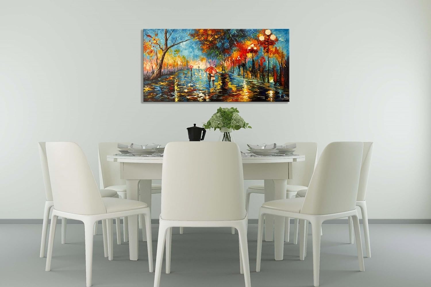 0 3D Hand Painted Abstract Landscape Art – 48×24 Romantic Canvas Wall Decor