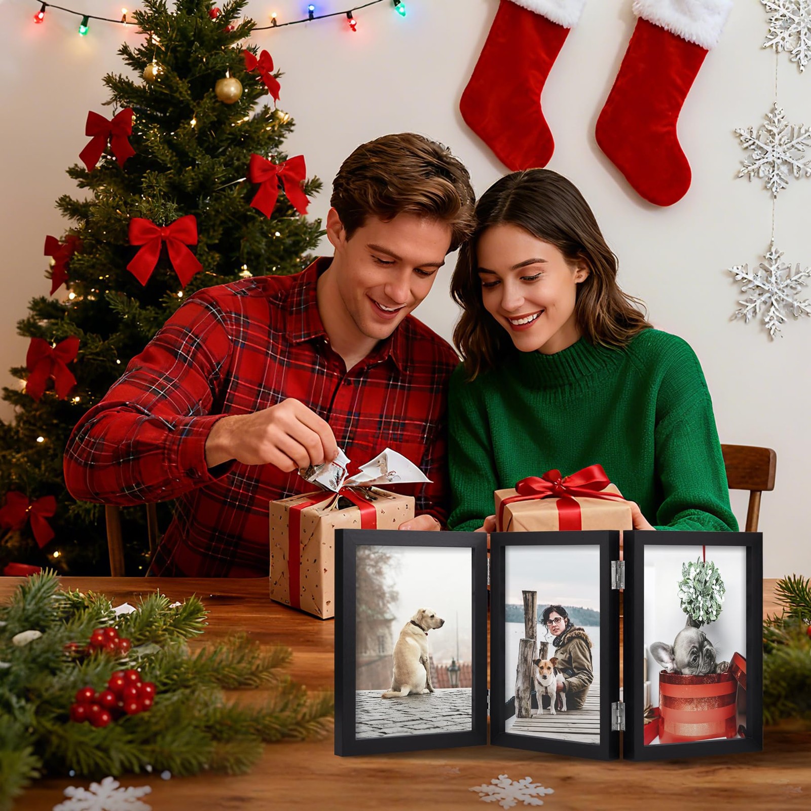 4×6 Hanging Picture Frames with Real Glass and Hemp Rope Displays 4 Photos