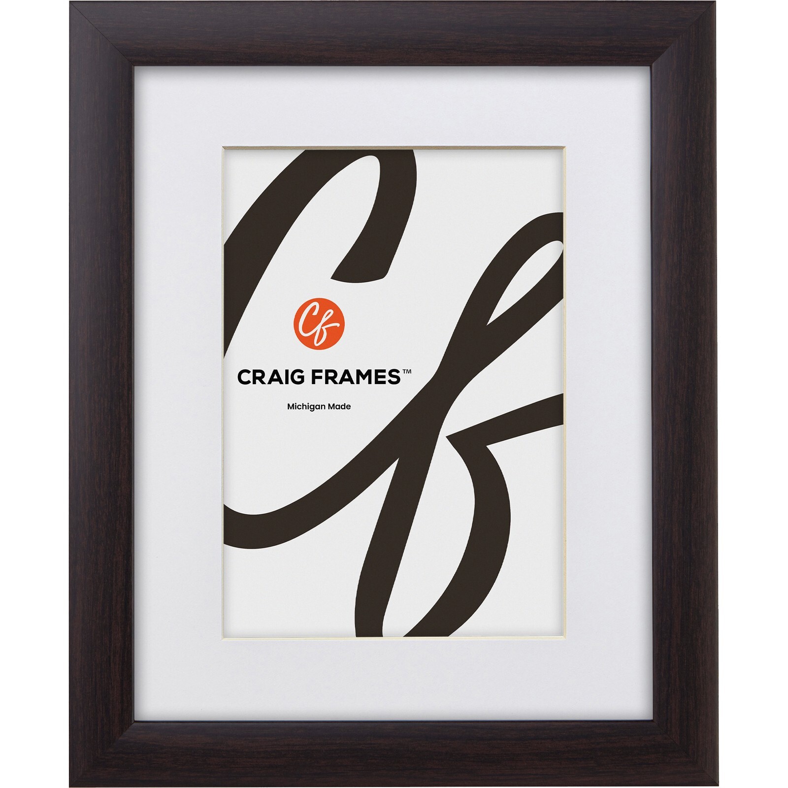 Contemporary 1″, Dark Walnut Brown Picture Frame With a Single Mat