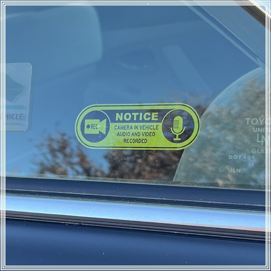 Camera in Car Recording Video 6-Pack INSIDE MOUNT Decals Black Yellow 3″ x 1″
