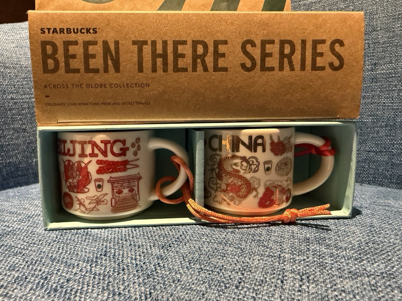 Starbucks Beijing & China 2 Demitasse Ornament Mugs 2 Oz Been There Series NIB