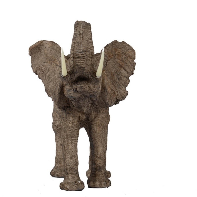 Trumpeting Elephant Figurine, Office Any Room Desk Decor Polyresin 15“x8”x12″