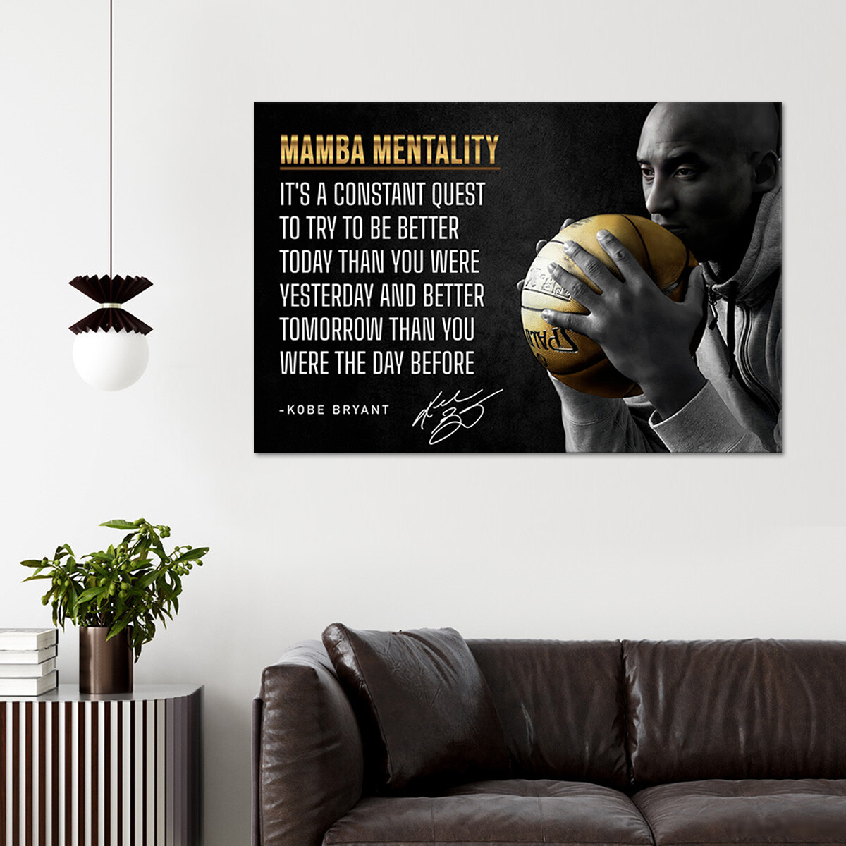Kobe Bryant Mamba Mentality Motivational Quote Canvas Wall Art Large Poster Gift